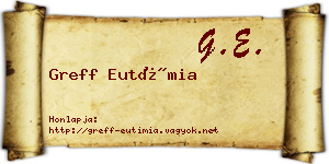 Greff Eutímia névjegykártya